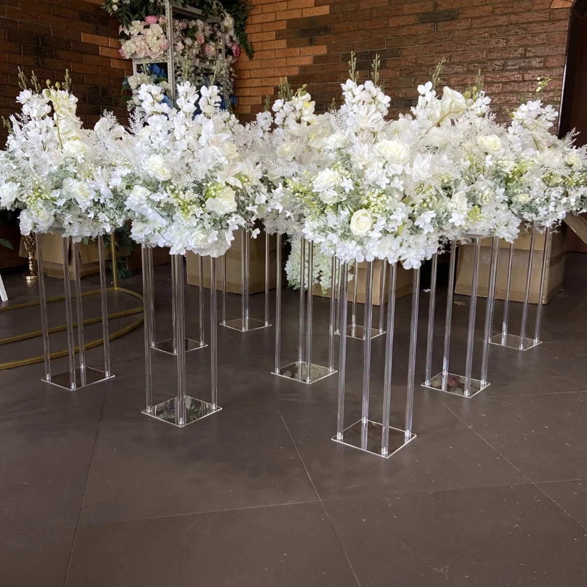 4 stücke/12 stücke) 10 stücke) klarer Acryl blumen bogen hintergrund quadratischer Blumen ständer für Hochzeits bühnen tisch zurück Tropfen dekoration 415 Image