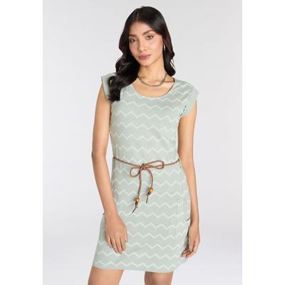 Jerseykleid KANGAROOS, Damen, Gr. 38, N-Gr, grün (hell grün, weiß), Jersey, Obermaterial: 100% Baumwolle, bedruckt, gemustert, casual, figurbetont mini, Rundhals, Kurzarm angeschnitten, Kleider, mit Alloverprint Image
