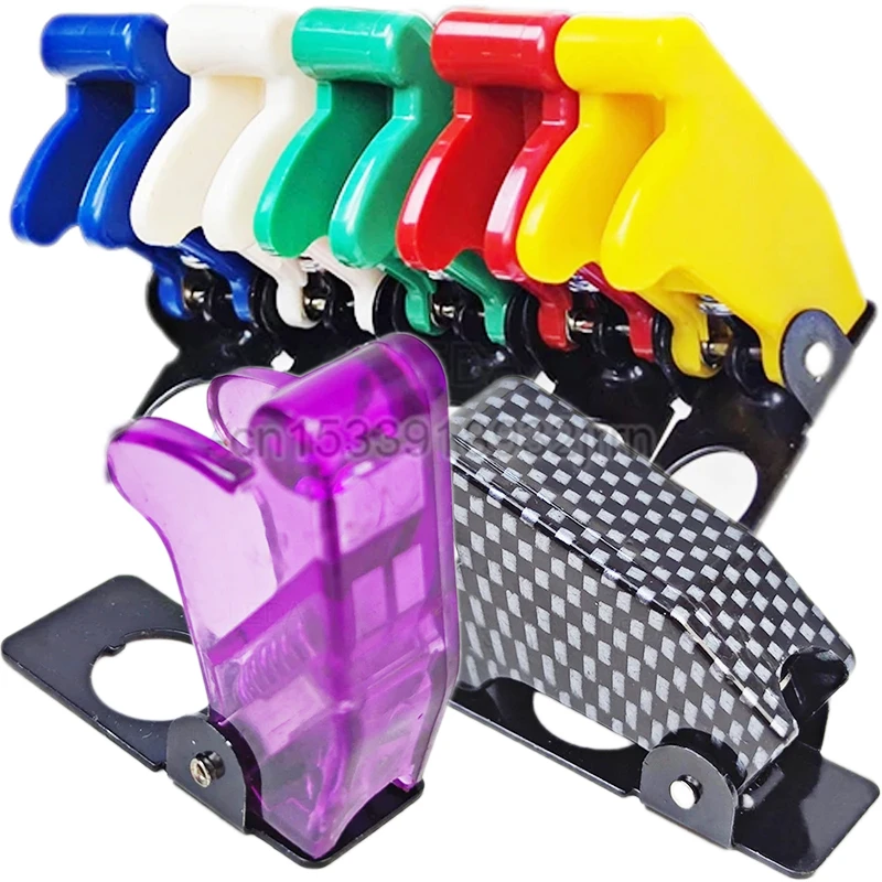 1Pcs Illuminated LED Toggle Switch's Safety Aircraft Flip Up Cover Guard Auto Car Boat Truck Carbon Fibre Red Blue Green Yellow