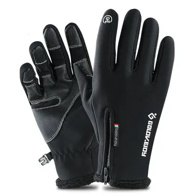 S-XXL Winter Cycling Gloves Unisex Cold-proof Waterproof Fluff Warm Gloves For Touchscreen Cold Weather Windproof Anti Slip