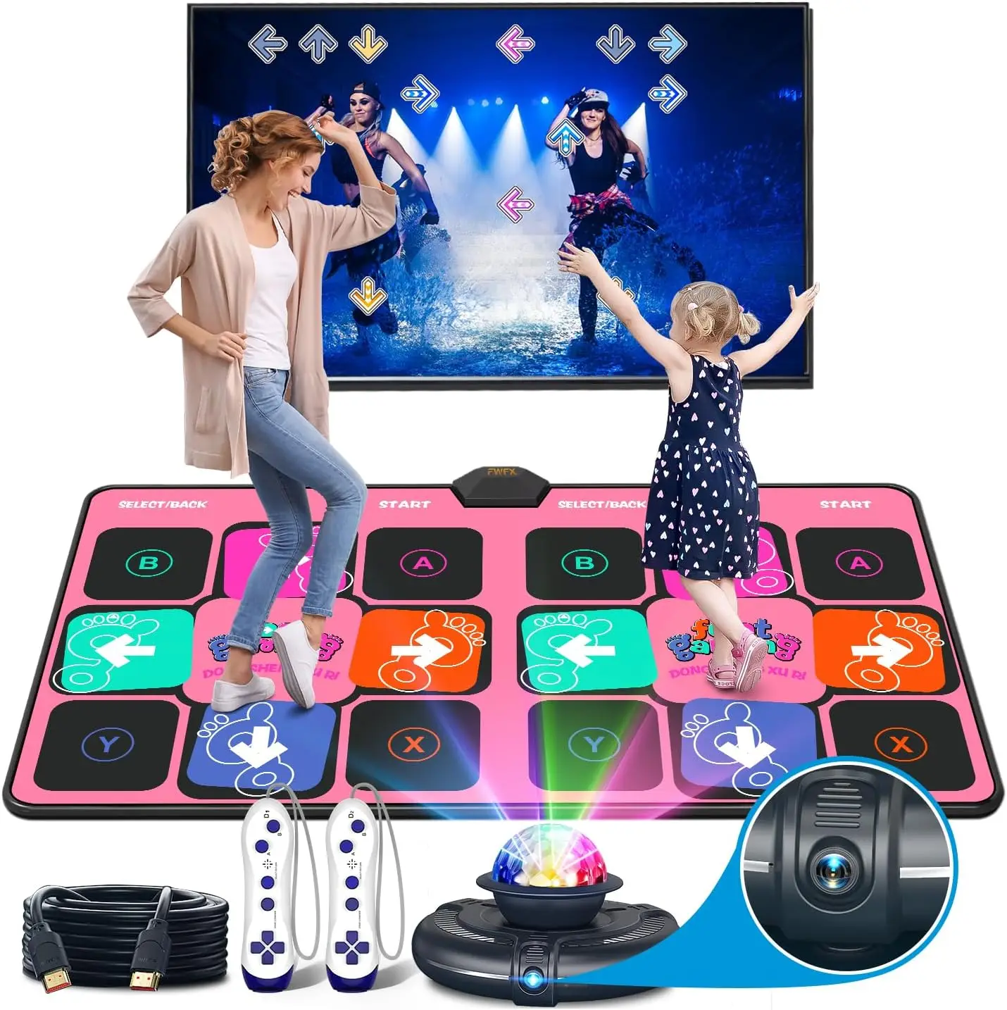 Dance Mat Game for TV/PC Family Sports Video Game Anti-slip Music Fitness Carpet Wireless Double Controller Folding Dancing Pad