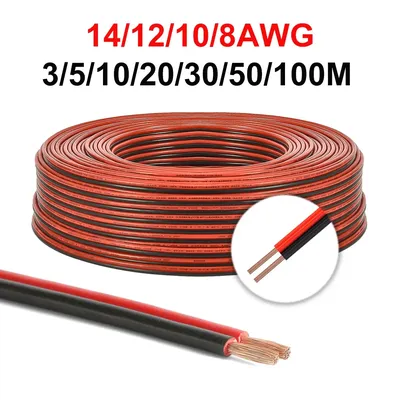 2Pin Red Black Cable RVB Wire Power Line 14 12 10 8 AWG Copper Electrical Wire For Car Automotive Solar Panel Inverter Battery