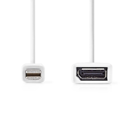Nedis Mini Displayport-Kabel - DisplayPort 1.2 - Mini DisplayPort Stecker - DisplayPort Buchse - 21.6 Gbps - Vernickelt - 0.20 m - Rund - PVC - Weiss - Box Image