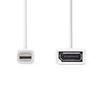 Nedis Mini Displayport-Kabel - DisplayPort 1.2 - Mini DisplayPort Stecker - DisplayPort Buchse - 21.6 Gbps - Vernickelt - 0.20 m - Rund - PVC - Weiss - Box