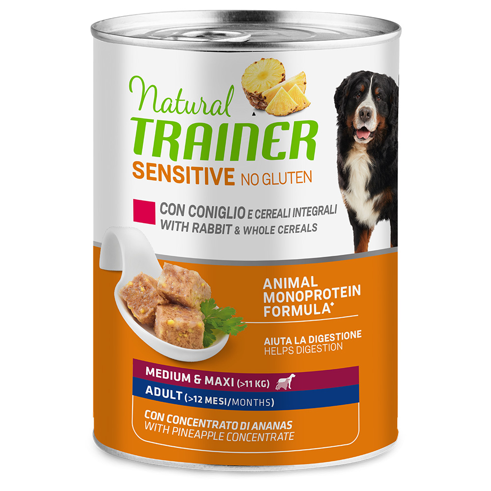 Natural Trainer Sensitive No Gluten Medium & Maxi Adult Umido per cane - Set %: 12 x 400 g Coniglio