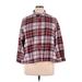 Old Navy 3/4 Sleeve Button Down Shirt: Burgundy Plaid Tops - Women's Size X-Large