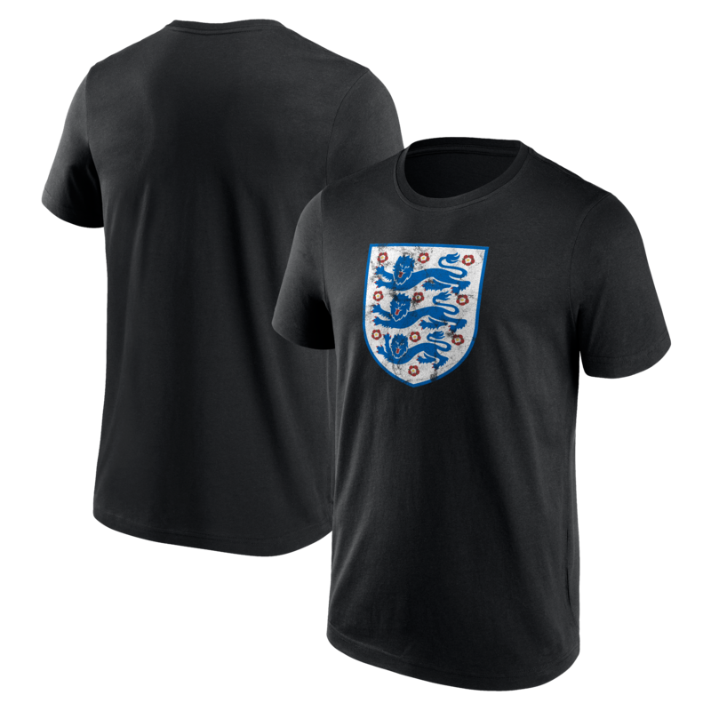 England Distressed Retro Grafik-T-Shirt – Schwarz – Herren Image