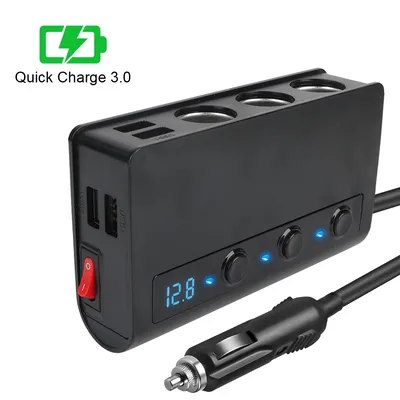180W 4 Port USB Charging Socket Cigarette Lighter Splitter Quick Charge 12V 24V For Phone IPad 3.0