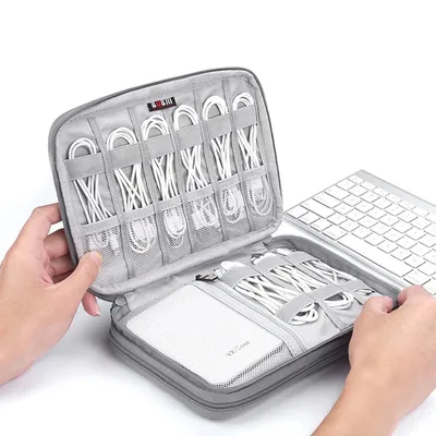 Digital Storage Bag Data Cable Power Bank USB Flash Drive Multi-compartment Travel Bag