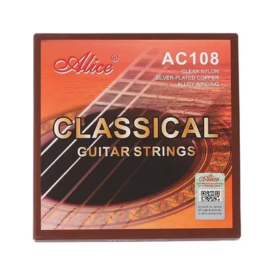 Alice AC108 Professional Classical Guitar Guitarra Strings Sliver Plated Copper Wound Clear Nylon