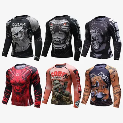 MMA BJJ T Shirts Sport Running Fitness Compression Mens T-shirt Fighting Boxing Kickboxing Muay Thai