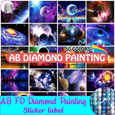 50 Colors Diamond Painting Planet Landscape Space 5D DIY Mosaic AB Drill Full Embroidery Cross