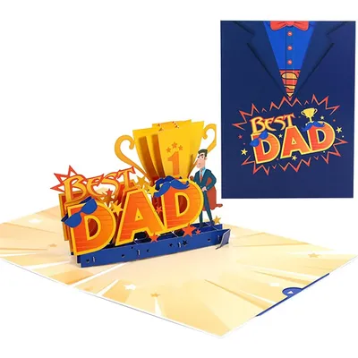 Happy Fathers Day Card 3D Pop Up Card for Dad Papa, Gift for Men, Husband, Grandpa- Includes