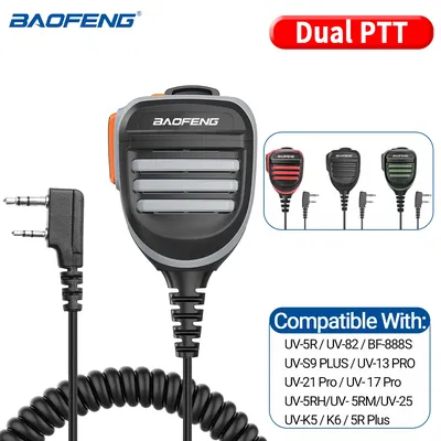 Baofeng BF-780 Dual PTT Remote Shoulder Walkie Talkie Speaker Microphone Mic For UV-5R BF-888S 5RH