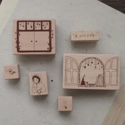 Amazing Scenery Inside And Outside The Window Wooden Rubber Stamps DIY For Journal Collage Material