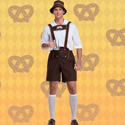 Oktoberfestbier Kostüm Bluse / Hemd Lederhosen Oktoberfest / Bier Bayerisch Bayerisch Deutsch Wiesn Herren Stoff im traditionellen Stil Bluse Shorts Image
