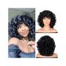 Synthetic Wig Deep Curly Bob Neat Bang Wig 12 inch Black Synthetic Hair Women's Black