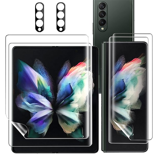 [6er Pack] Displayschutzfolie Kamera-Objektivschutz Vorder- und Rückseite Displayschutzfolie für Samsung Galaxy Z Fold 7 Z Fold 6 Z Fold 5 Z Fold 4 Z Fold 3 gehärtetes Glas TPU Hydrogel 9H Härte Image