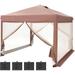 OUWI 10 x 10 Pop Up Canopy Tent with Netting Instant Gazebo Ez up Screen House Room with Carry Bag Height Adjustable for Outdoor Garden Patio