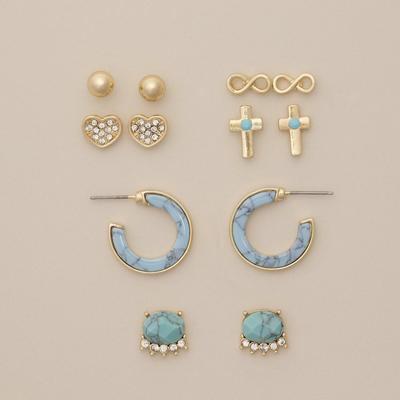 Lucky Brand Turq Earring Set - Women's Ladies Accessories Jewelry Earrings in Gold