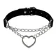 Herz geschichtete Halskette schwarze Kette Halsketten für Frauen Männer Pu Leder Gothic Punk
