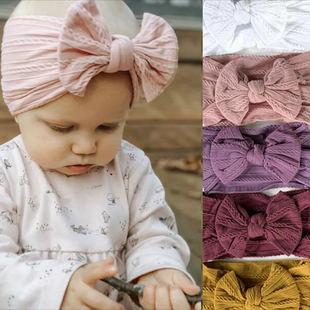 1 stücke weiche Jacquard Nylon Baby Stirnbänder und neugeborene Kopf bedeckung Bowknot Haar Accessoires Image