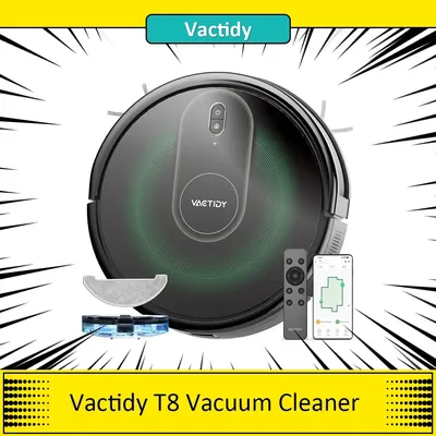 Vactidy t8 Roboter Staubsauger, 2 in 1 Wisch vakuum, 3000pa Absaugung, 250ml Staub behälter, Teppich Image