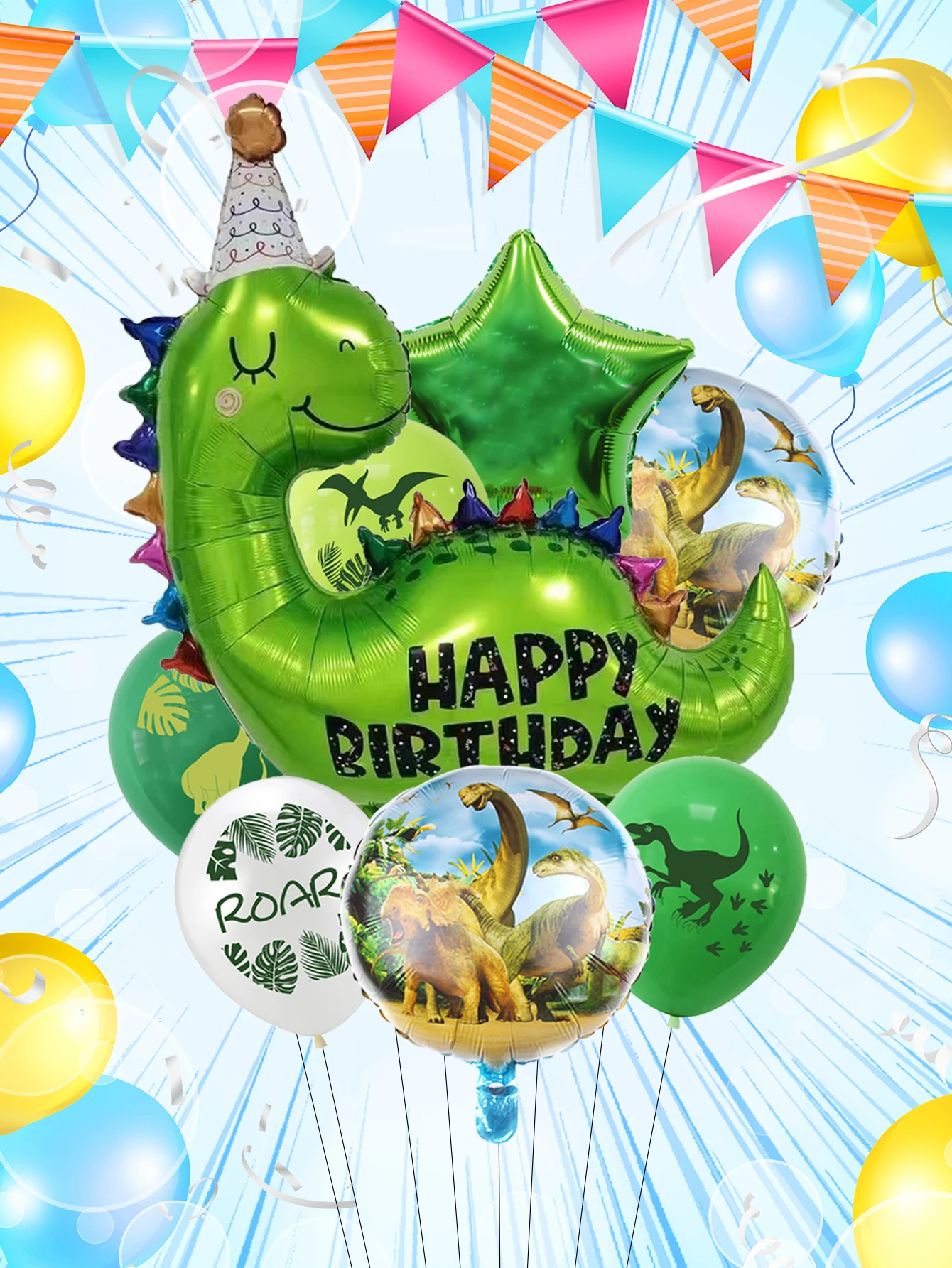 8 stücke Grün Alles Gute Zum Geburtstag Dinosaurier Ballons Set 12 zoll Dinosaurier Latex Ballon Dinosaurier Welt Thema Party Geburtstag party Decorati Image