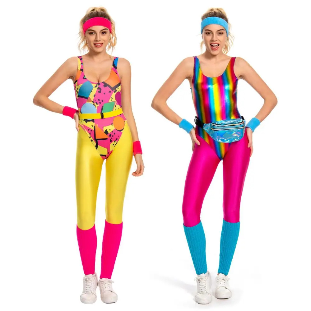 Hippie Fantasia 80er 90er Jahre Kostüm Frauen Disco Party Cosplay Verkleidung erwachsene Frauen Halloween Karneval Vintage Rock Kleidung Hip-Hop Image