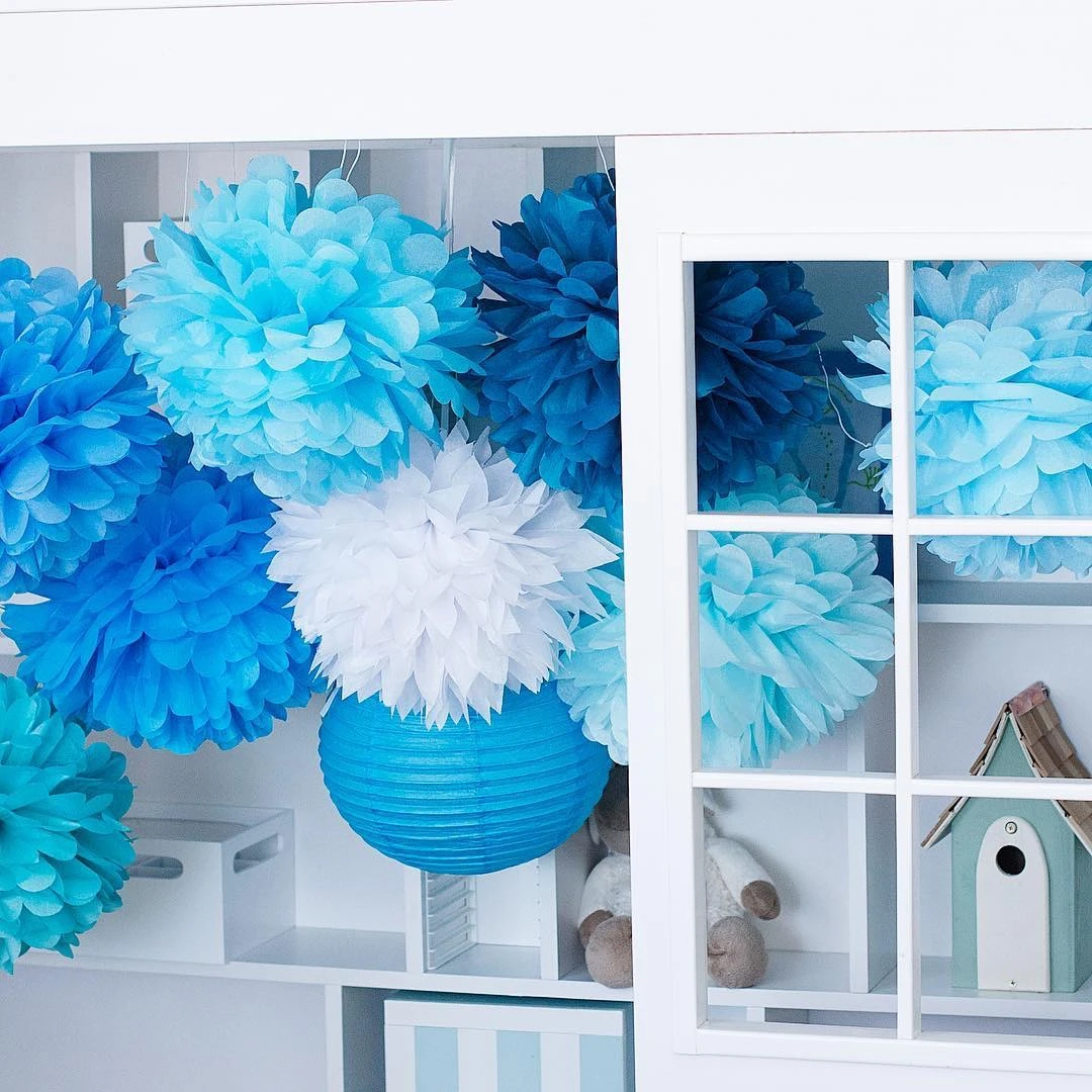 3/6/stücke 4 "6" 8 "(10cm 15cm 20cm) Seidenpapier Pom Poms bunte Blume küssen Pompon Ball für Hochzeits feier Home Dekoration Image