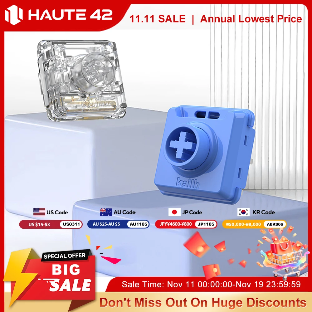 Haute42 Kailh Maßgeschneiderter Low-Profile-Kristallschalter für Hitbox-Controller. Low-Profile-Windmotorschalter für mechanische Tastatur Image