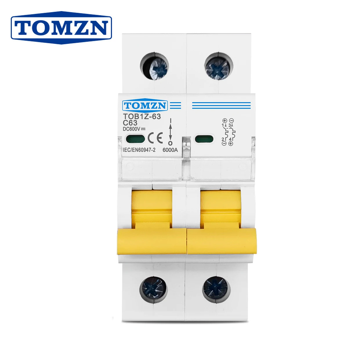 TOMZN 2P DC 600V Leistungsschalter MCB C-Kurve einpolige Gleichstromsicherung für PV Image