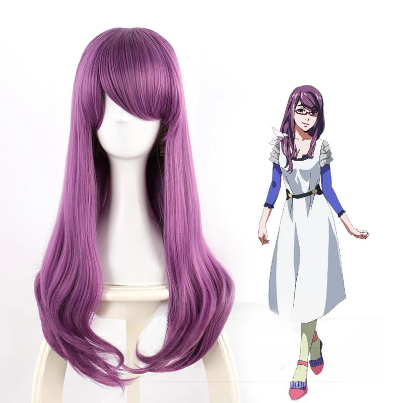 Guru Rize Kamishiro Lange lockige lila gemischte hitzebeständige Kunsthaar-Cosplay-Perücke Image