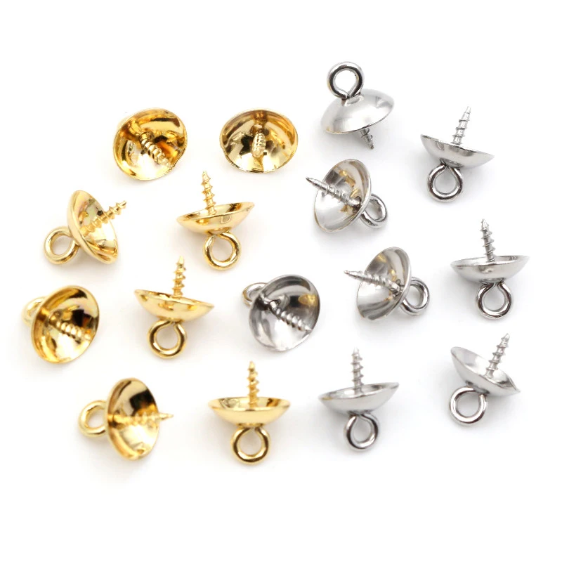 30 Stück Edelstahl Metall Gold Ton Schraubenaugen Kautionen oben gebohrte Perlen Endkappen Anhänger DIY Charms Verbinder Schmuckzubehör