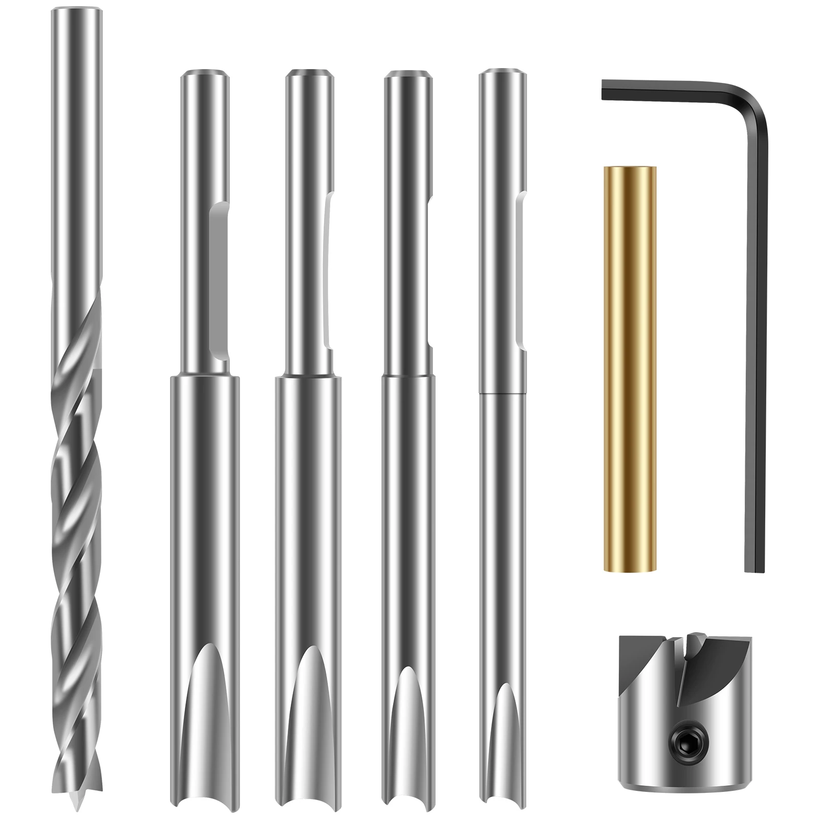 8-teiliges Stift-Trimmer-Kit Robuster Holz bearbeitungs schneider mit 3/4 Zoll Schneidkopf schneider Pilot-Cutter-Wellen mit Sechs kant schlüssel Image
