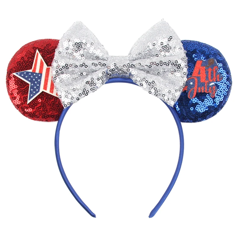 Nieuwe 4th july 4. Unabhängigkeit stag Mausohren Stirnband Pailletten schleifen für Kinder Party Hoofddeksels Festival Haar accessoires Image