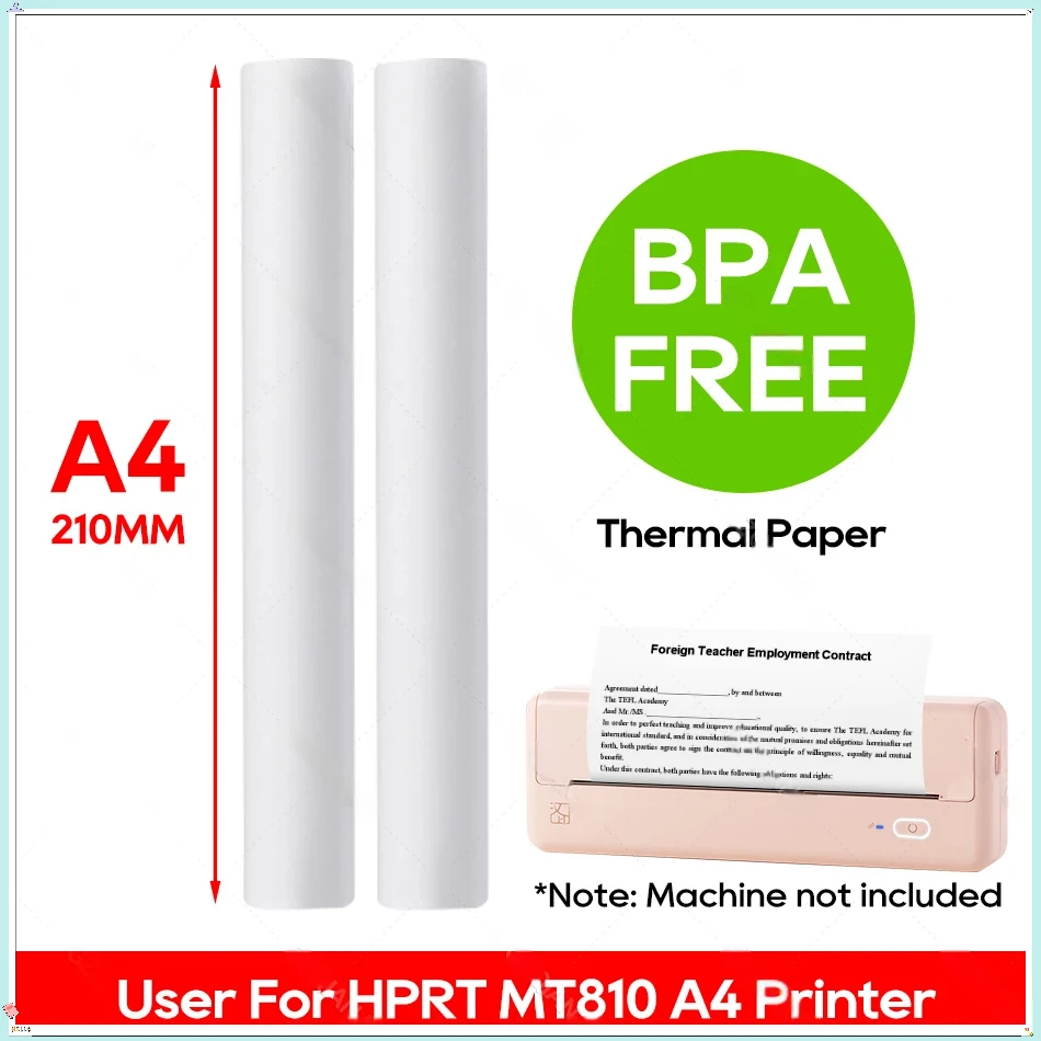 A4-Thermodrucker-Papierrolle, A4-Breitenpapier, BPA-frei, 2, 4, 6, 10 Rollen für HPRT MT810 Thermal A4 Portable Machine Maker, offiziell Image