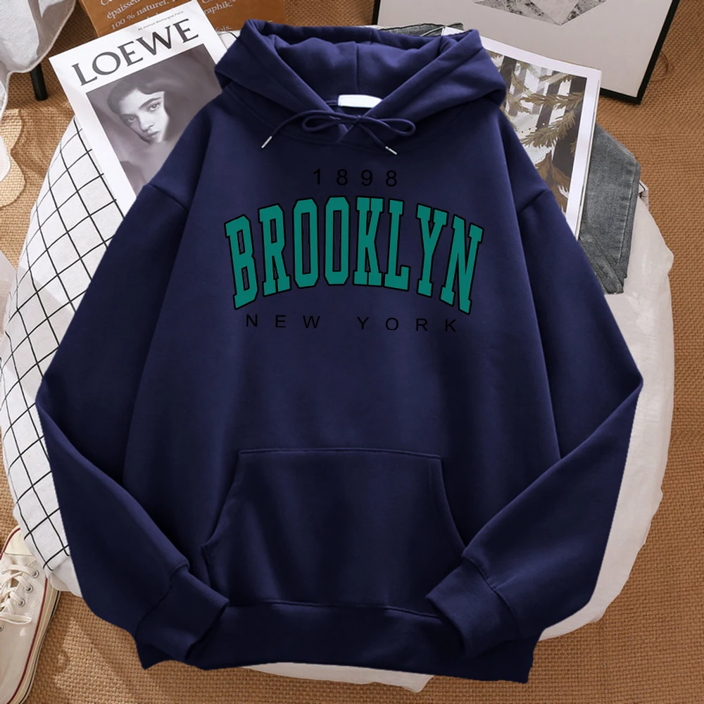 1898 Brooklyn New York Bedruckter Herren-Hoodie Street Fleece Hoody Hipster Herbst-Sweatshirt Hip Hop Casual Fleece-Kleidung Frau