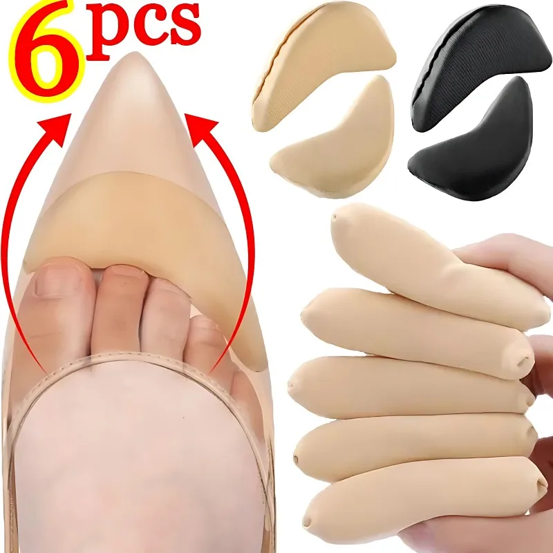 2/6 stücke Frauen High Heels Zehen Plug Schwamm Vorfuß Einsatz Anpassung Größe Einlegesohlen Schmerzen Relief Schuh Pads Reduzieren Schuh größe Füllstoff Image