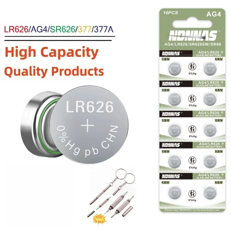 10 Stück AG4 SR626SW Uhrenbatterie LR626 SR626 626SW 377A V377 1,5 V Knopfzellenbatterien für Mini-Taschenlampe, Spielzeugthermometer Image