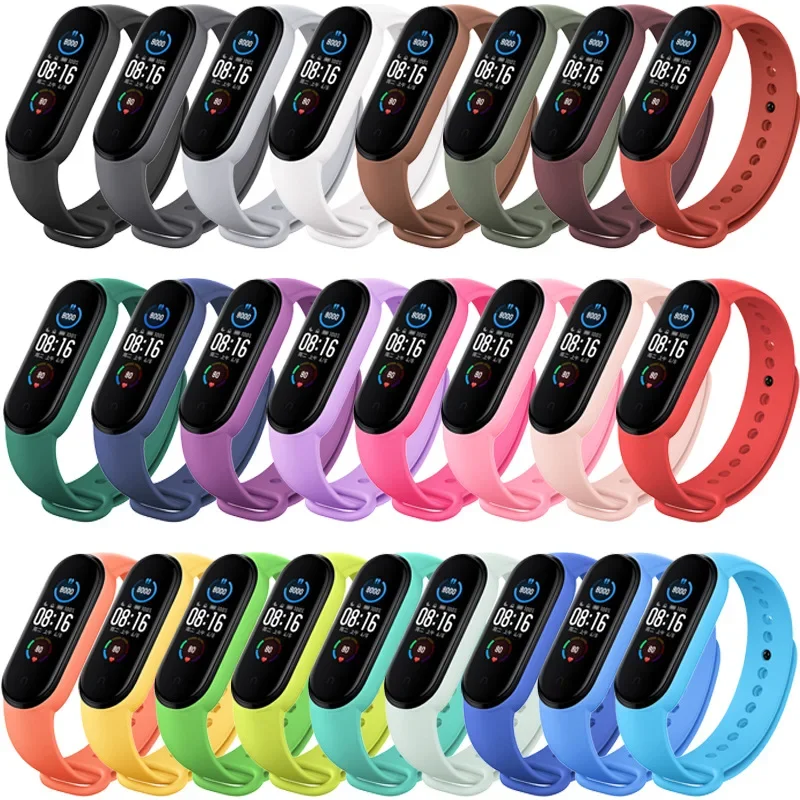 Armband Für Xiaomi Mi Band 7 6 5 4 3 Armband Silikon Armband Handgelenk Riemen MiBand 3/4 band 5 band 6 Smartwatch Zubehör Image