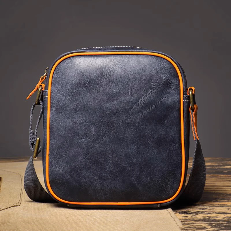 Vintage Herren tasche Echt leder Herren Umhängetasche lässig minimalist ische Umhängetasche 6,5-Zoll-Ipad Tasche Leath focus Image