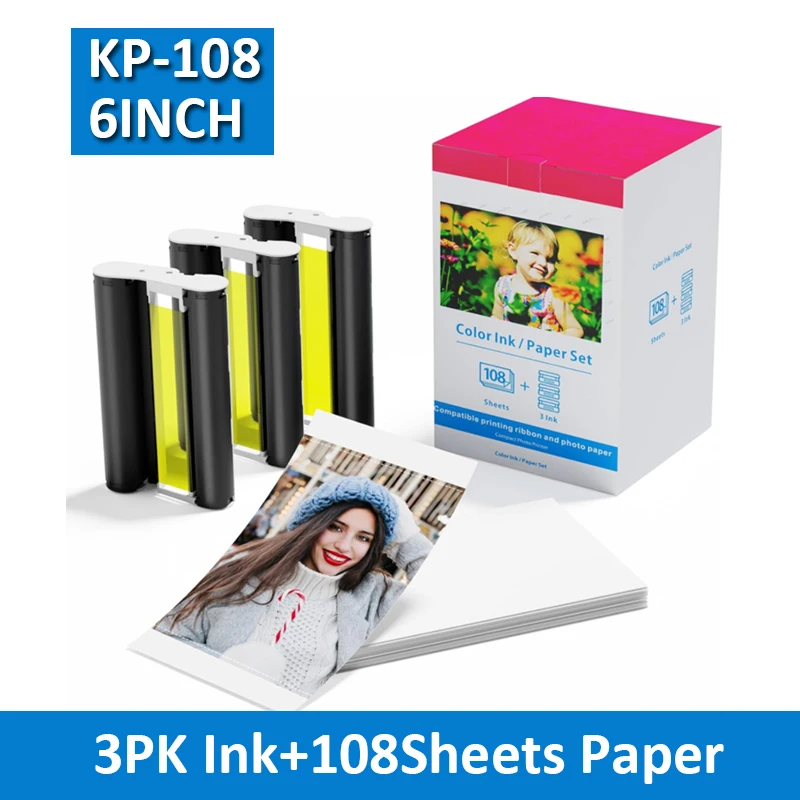 Kp108in Tinten patronen kompatibel für Canon Selphy CP Fotopapier 4 "x6" Selphy CP1300 CP1200 CP910 CP900 CP760 CP1500 Image