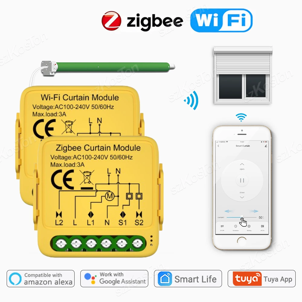 Tuya ZigBee Wifi Smart Vorhang Schalter Modul verbinden Rollläden Jalousien Motor zeit gesteuerte Sprach steuerung für Alexa Google Home Image