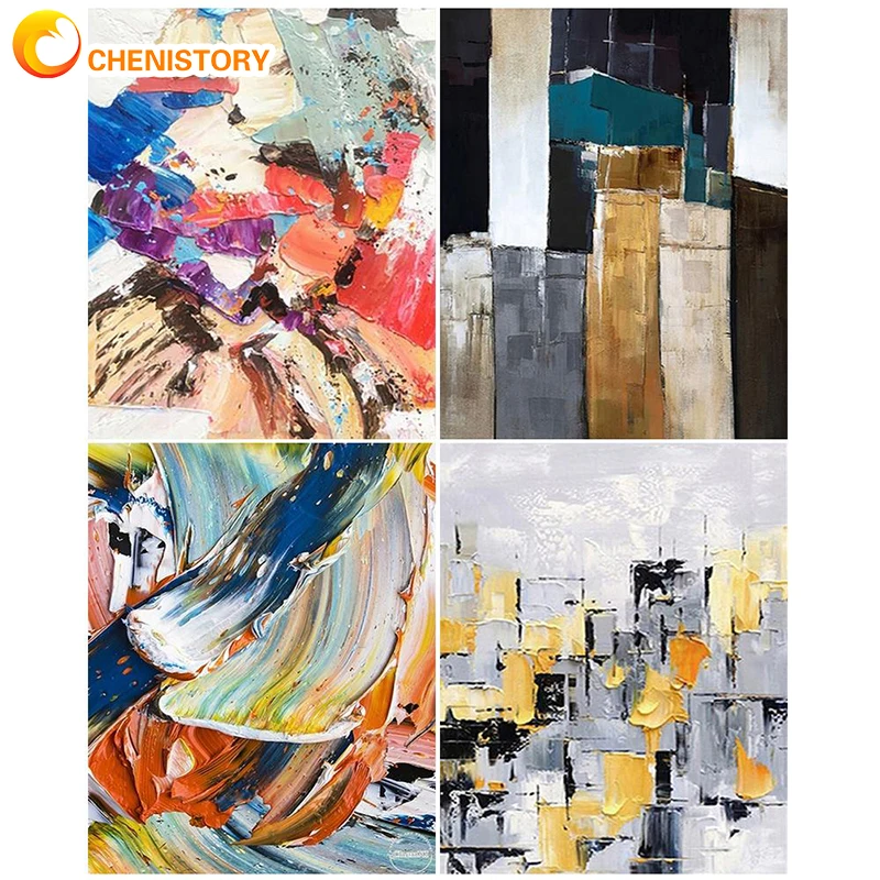 CHENISTORY Rahmen DIY Malen nach Zahlen abstrakte Acrylfarbe nach Zahlen handgemalt für Wohnzimmer Wandkunst Bild Geschenk