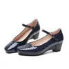 Plaid Slip-On Lack leder schwarz Medium Heels Damen Lolita Mary Jane Schuhe bequeme Damen Schuh Pumps Mokassin Frau Boot