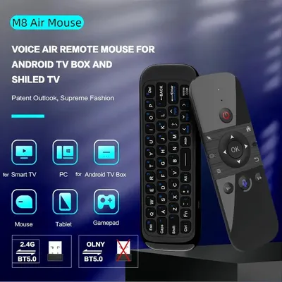 M8 Air Mouse mit 2,4 G BT5.0 Dual Mode für Google Sprachassistent Fernbedienung Drahtlose Mini-Tastatur für Android TV BOX PC
