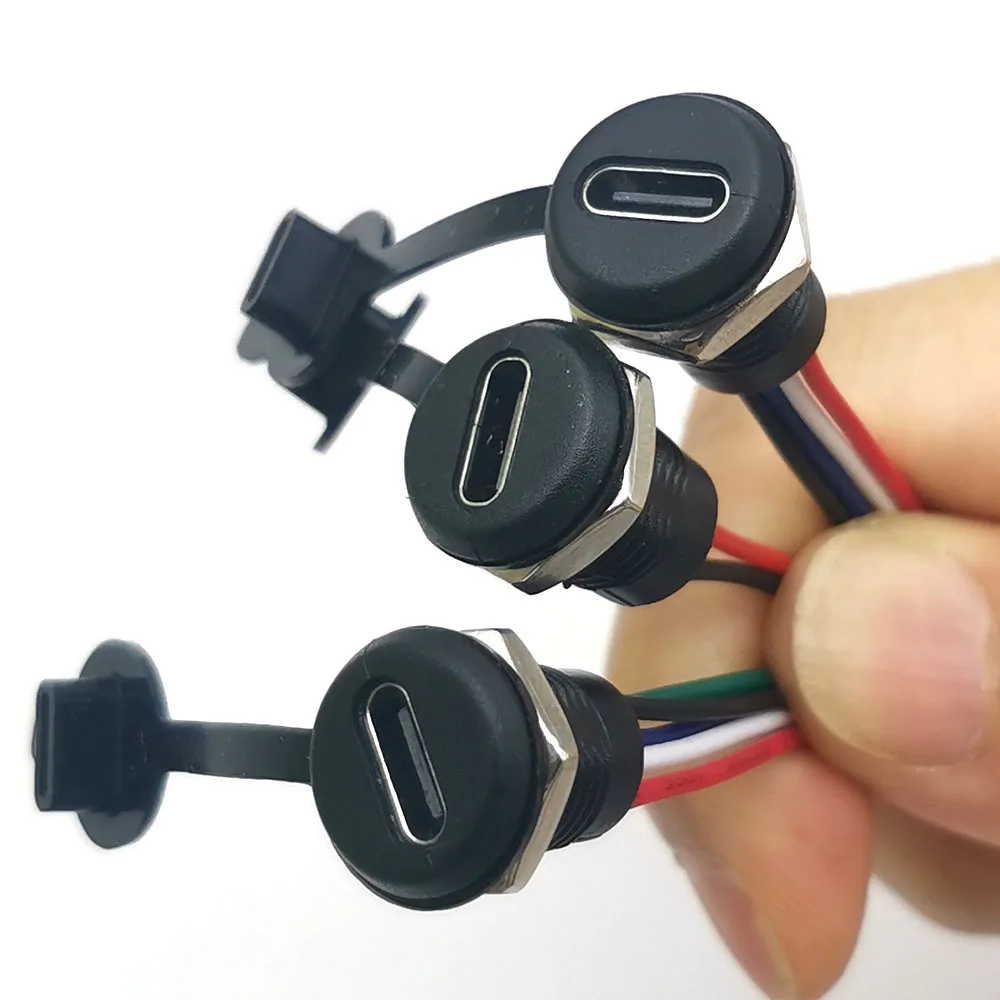 1 stücke USB Typ C Stecker Typ-C Wasserdicht mit Mutter verriegelung platte Weibliche TPC Wasserdichte Hohe Strom schnelle Lade Jack Port Image