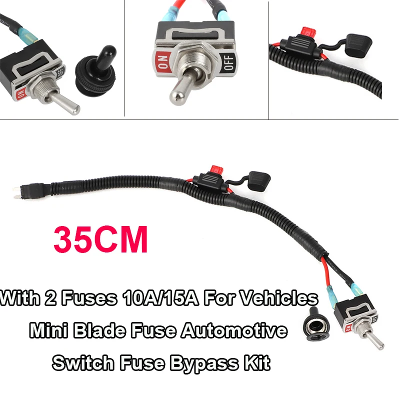 35 cm mit 2 Sicherungen, 10 A/15 A, Kfz-Schaltsicherungs-Bypass für MINI-Sicherung für Kofferraumschalter, Sicherungs-Bypass-ANSCHLUSS-KABEL Image