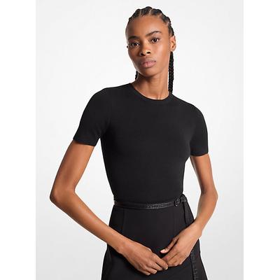 Michael Kors Cashmere Short-Sleeve Sweater Black S